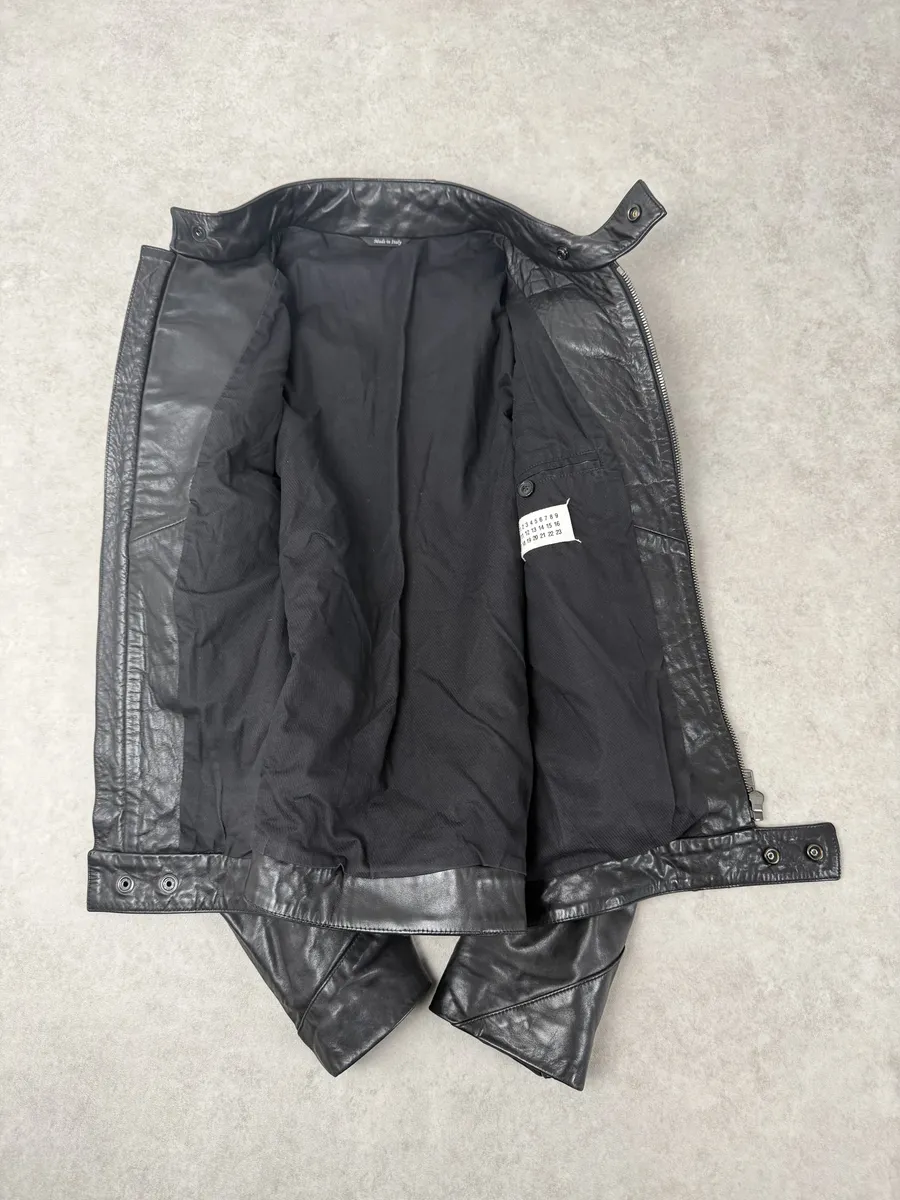 AW2009 Maison Martin Margiela Biker Black Leather Jacket - Image 11