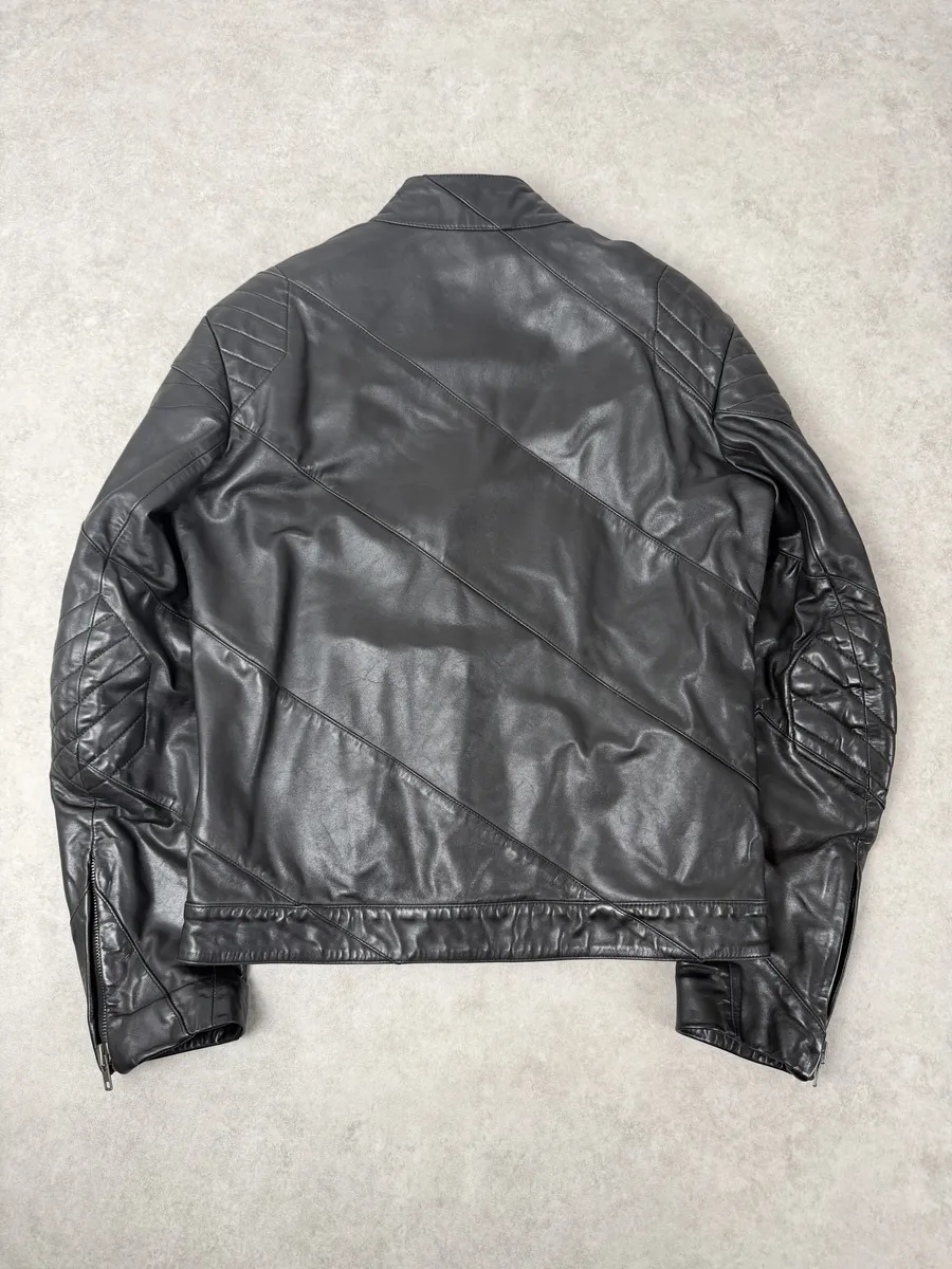 AW2009 Maison Martin Margiela Biker Black Leather Jacket - Image 2