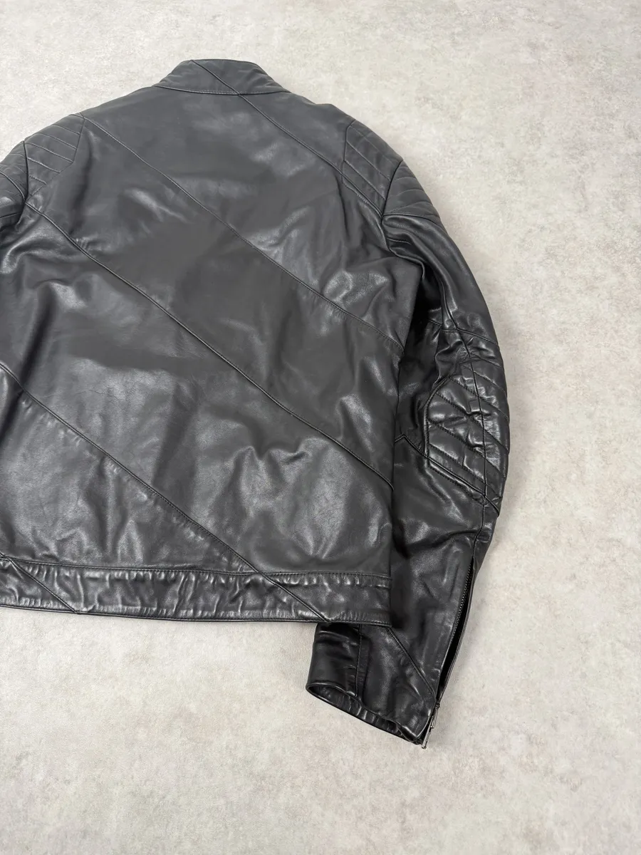 AW2009 Maison Martin Margiela Biker Black Leather Jacket - Image 3