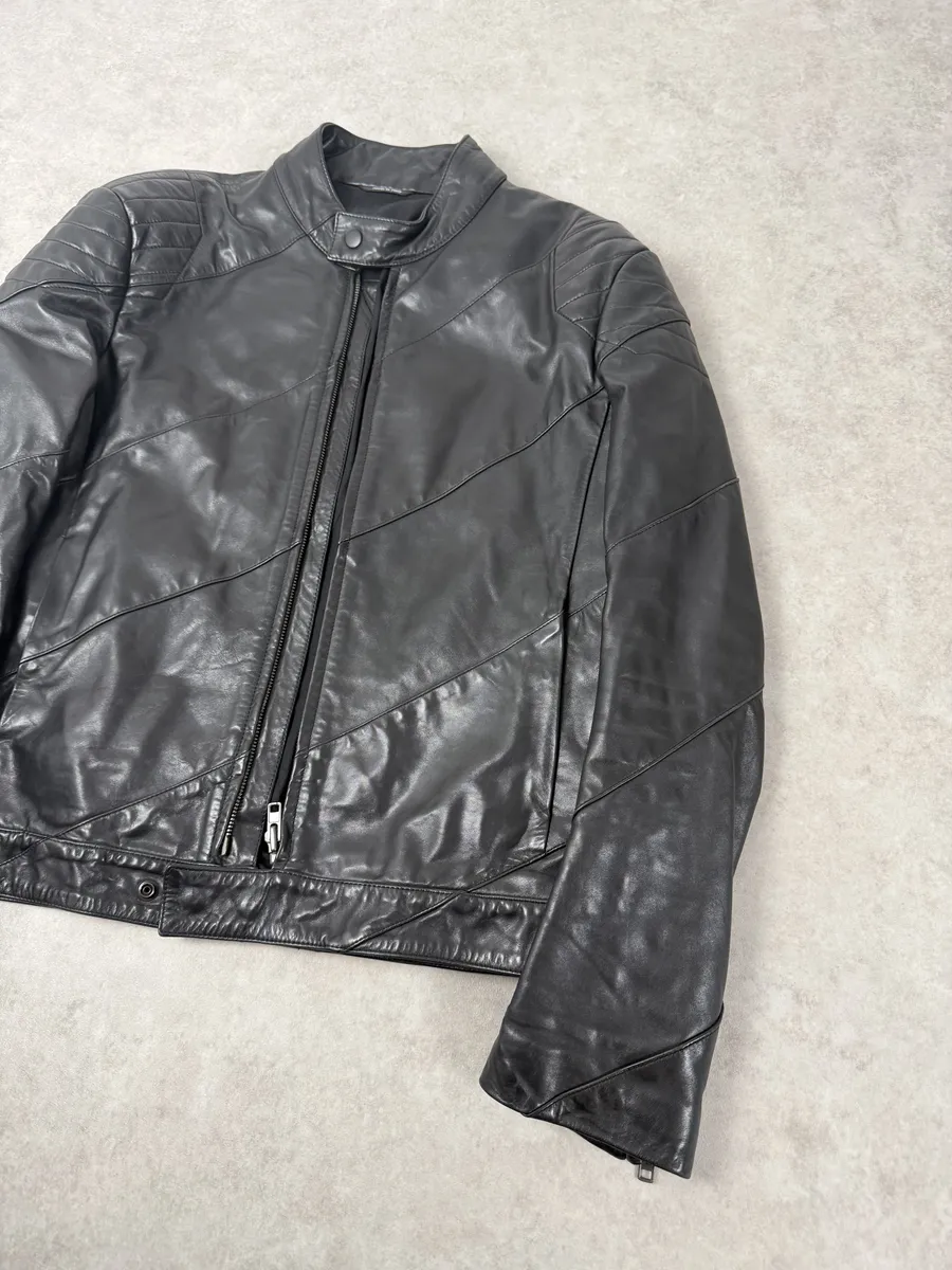 AW2009 Maison Martin Margiela Biker Black Leather Jacket - Image 4