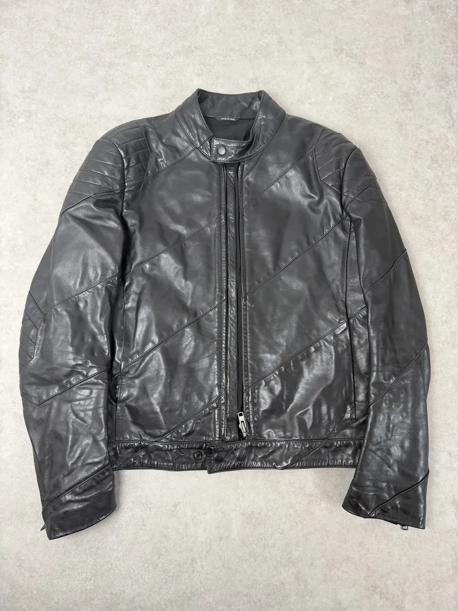 AW2009 Maison Martin Margiela Biker Black Leather Jacket - Image 6