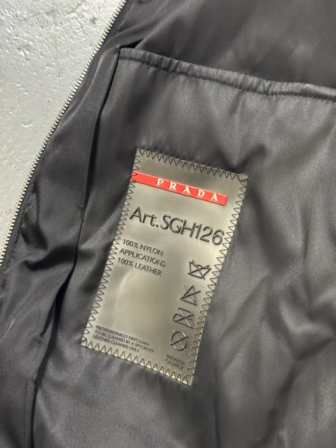 AW2009 Prada Black Leather & Nylon Hybrid Jacket - Image 6