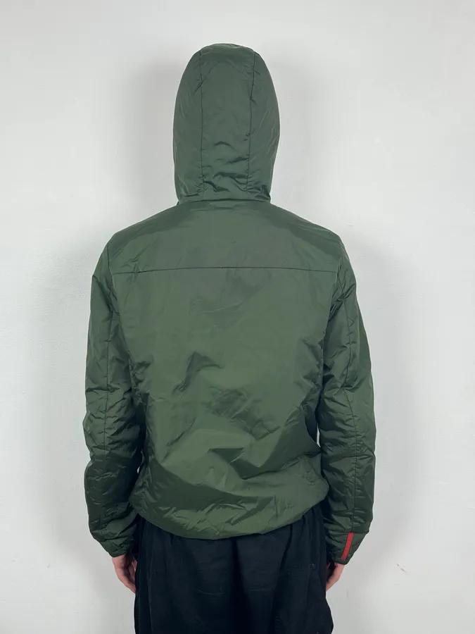 AW2009 Prada Black & Olive Reversible Nylon Linea Rossa Hooded Jacket - Image 4
