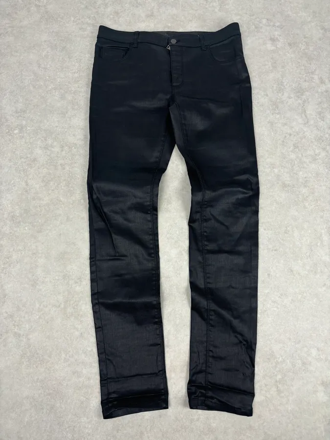 AW2009 Prada Black Slim Waxed Effect Denim Jeans