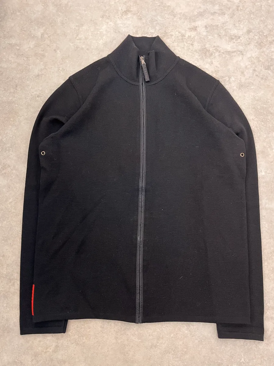 AW2009 Prada Black Wool Linea Rossa Zip-up Sweater - Image 4