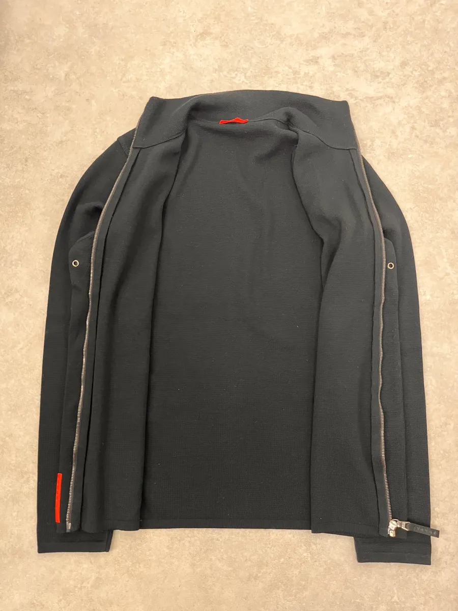 AW2009 Prada Black Wool Linea Rossa Zip-up Sweater - Image 8