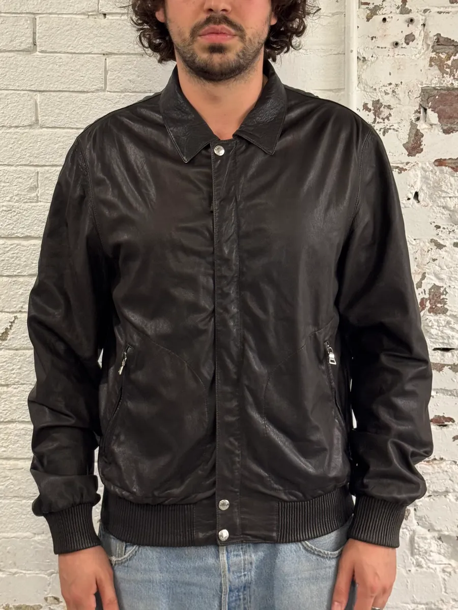 AW2009 Prada Brown Leather Bomber Jacket - Image 2