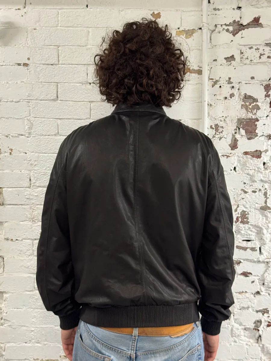 AW2009 Prada Brown Leather Bomber Jacket - Image 3