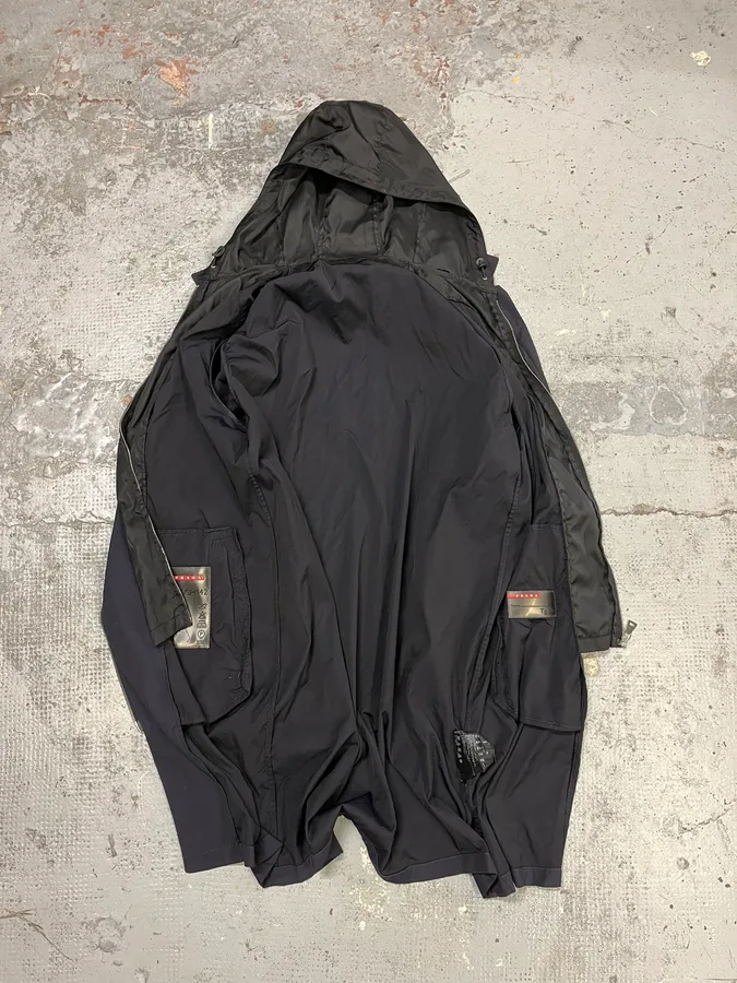 AW2009 Prada Navy Nylon Hooded Jacket Linea Rossa - Image 9
