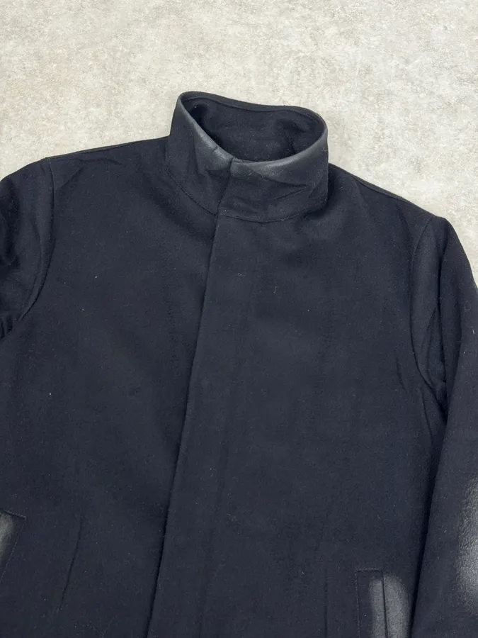 AW2009 Prada Navy Waxed Wool Long Coat - Image 5