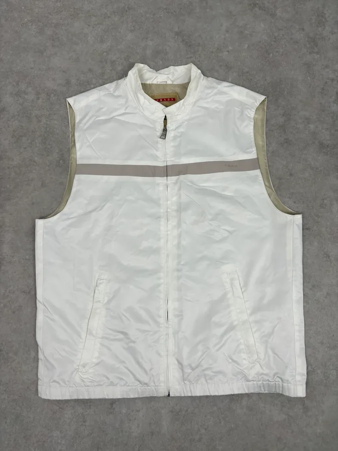 AW2009 Prada White Sport Reflective Strip Nylon Vest