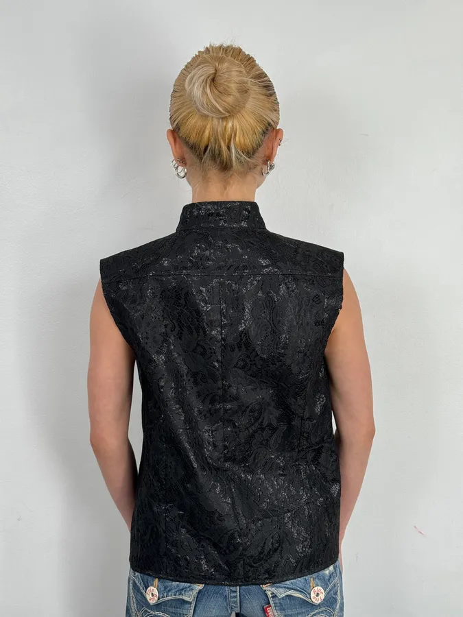 AW2010 Balenciaga Black Embroidered Vest - Image 3