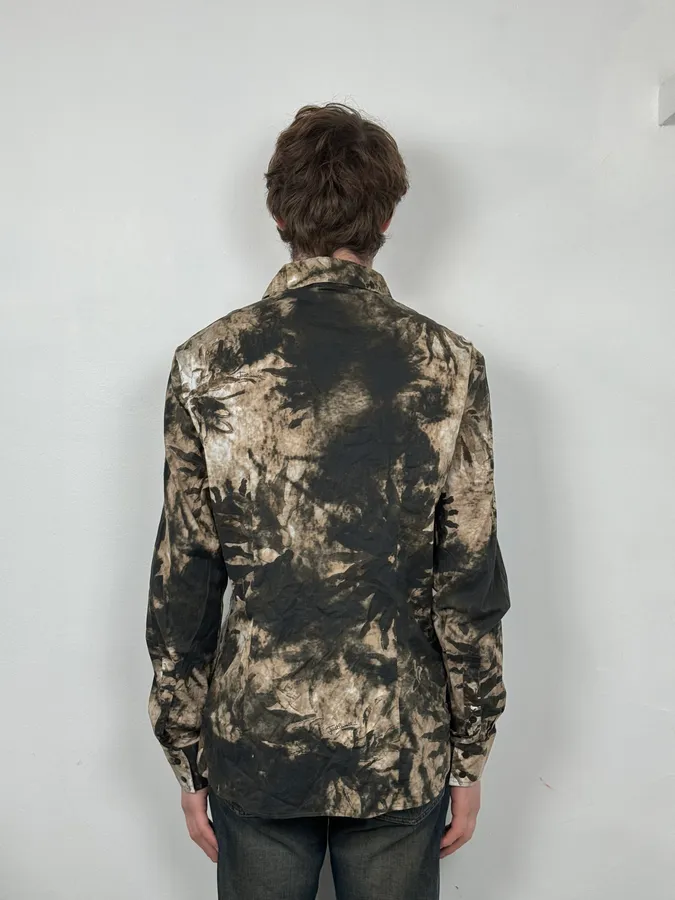 AW2010 Cavalli Brown Leaf Print Modern Shirt - Image 3