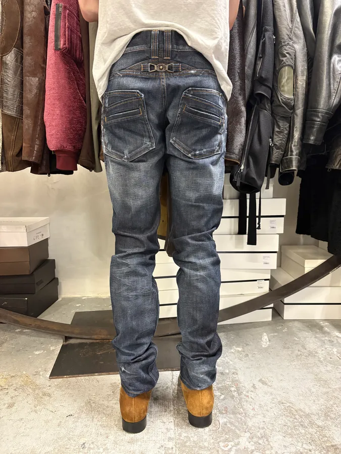 AW2010 Cavalli Brut Navy Faded Denim Slim Jeans - Image 4