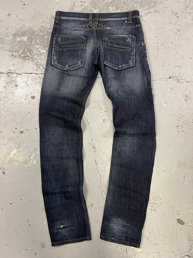 AW2010 Cavalli Brut Navy Faded Denim Slim Jeans - Image 7