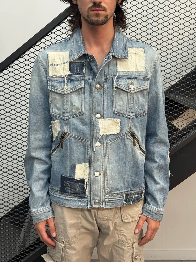 AW2010 Cavalli Destructured Patchwork Denim Jacket - Image 2