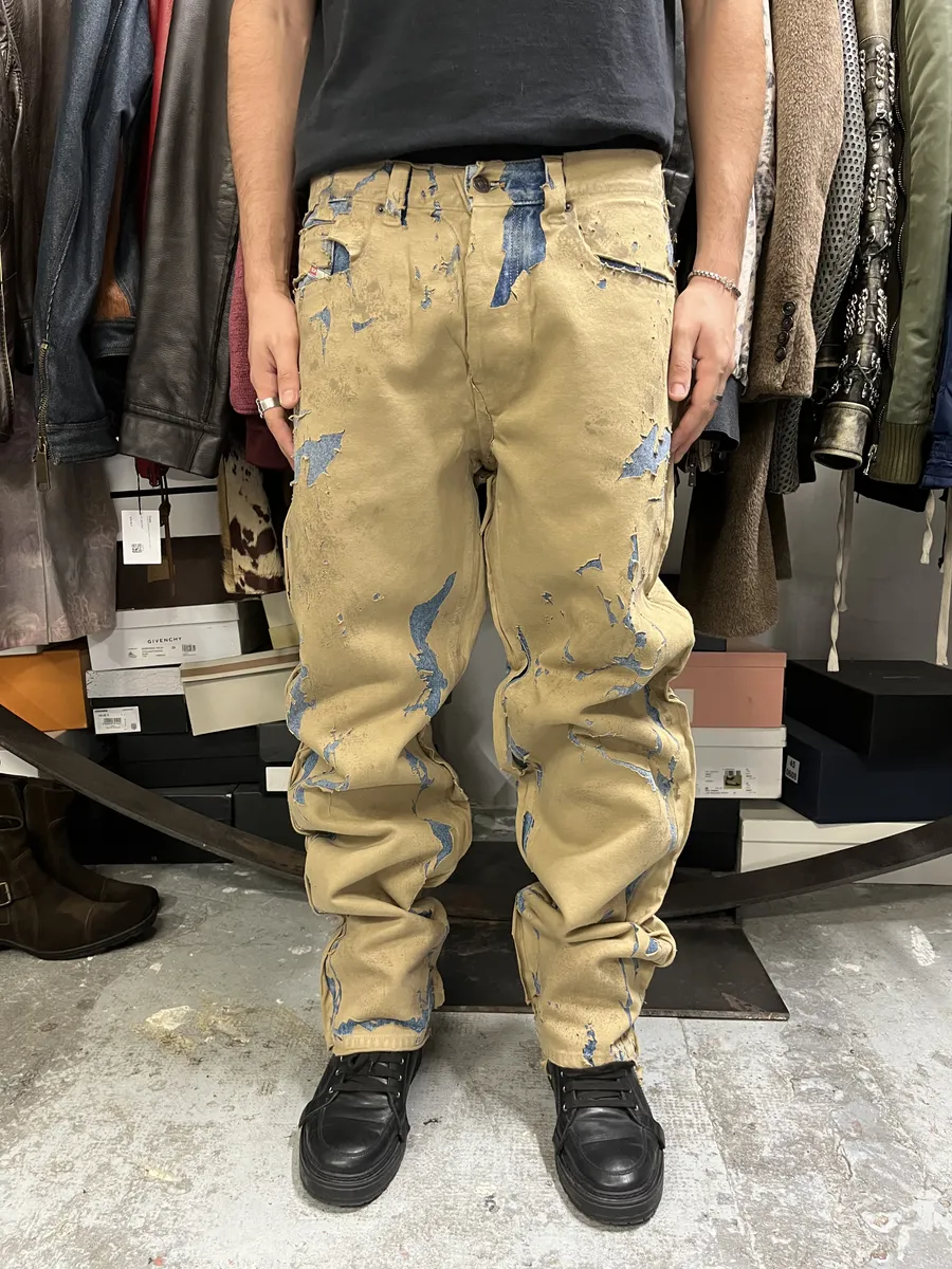 AW2010 Diesel Blue Beige Relief Contemporary Jeans - Image 2