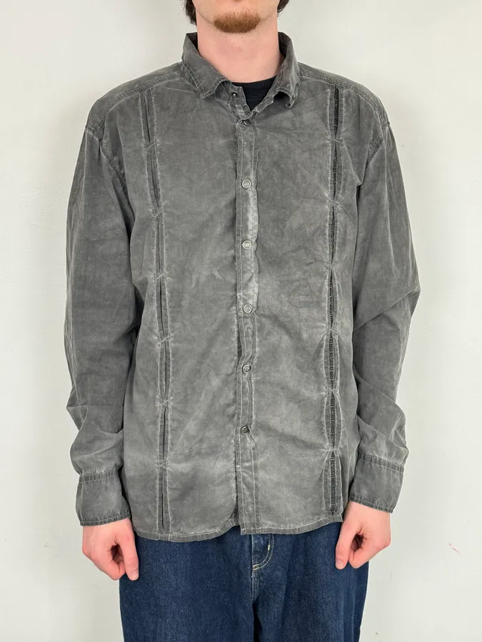 AW2010 Dirk Bikkembergs Grey Washed Pleats Shirt - Image 2