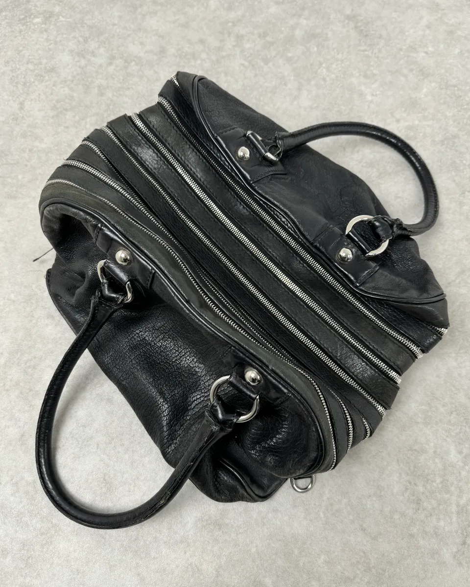 AW2010 Dolce & Gabbana Black Leather Multi Zip Lily Handle Bag