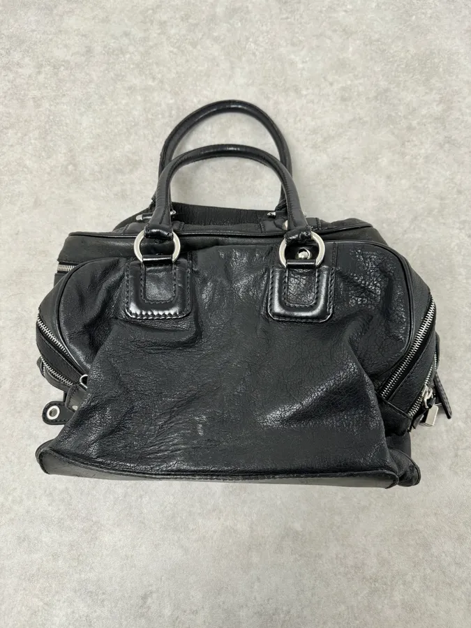 AW2010 Dolce & Gabbana Black Leather Multi Zip Lily Handle Bag - Image 8