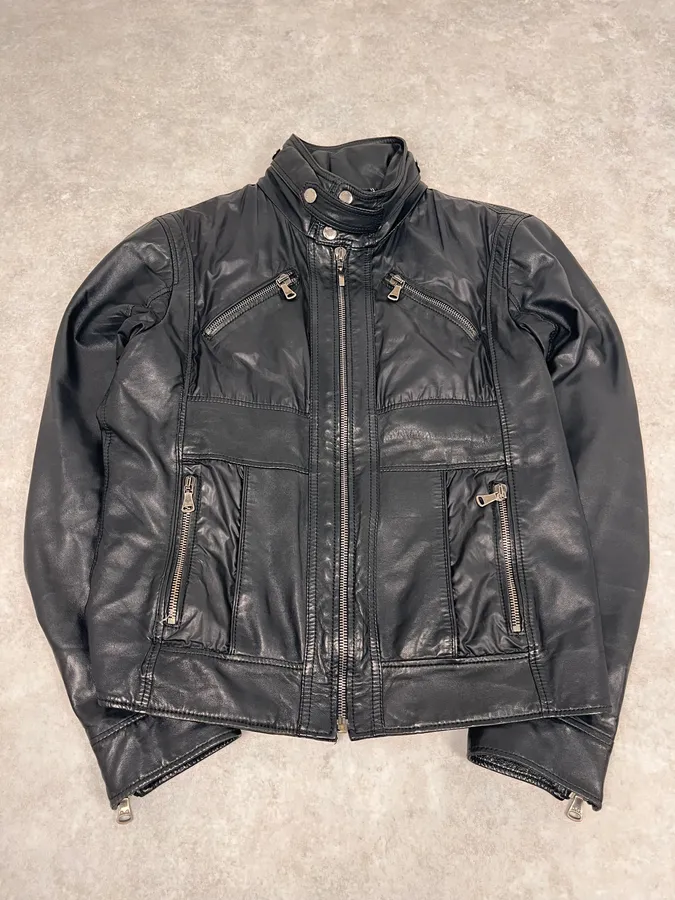AW2010 Dolce & Gabbana Black Multi Zips Leather Jacket