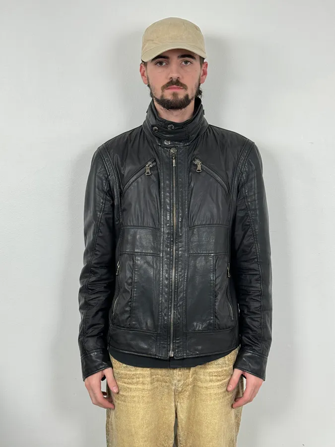AW2010 Dolce & Gabbana Black Multi Zips Leather Jacket - Image 2