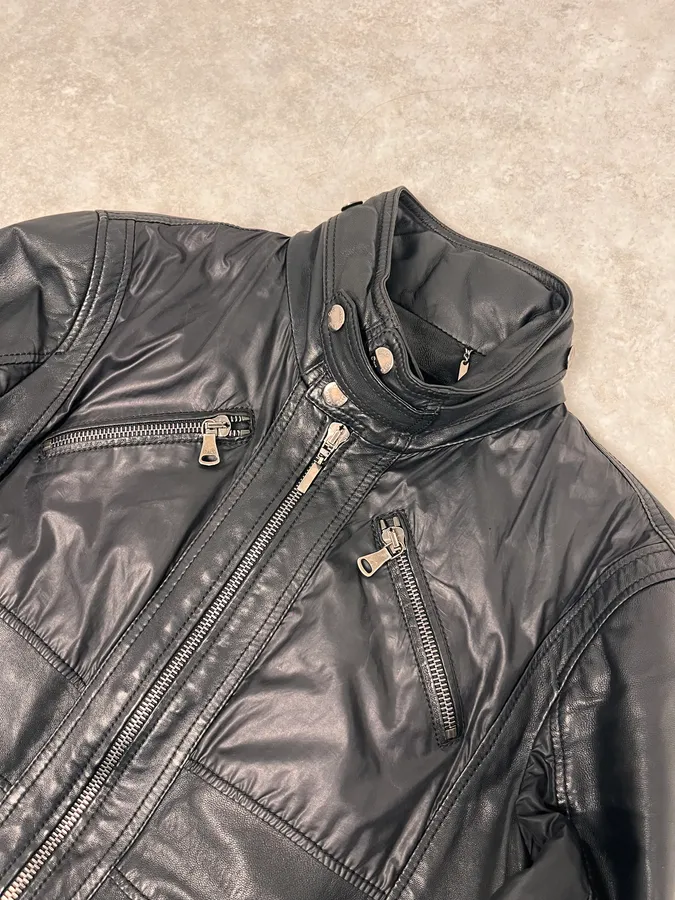 AW2010 Dolce & Gabbana Black Multi Zips Leather Jacket - Image 4