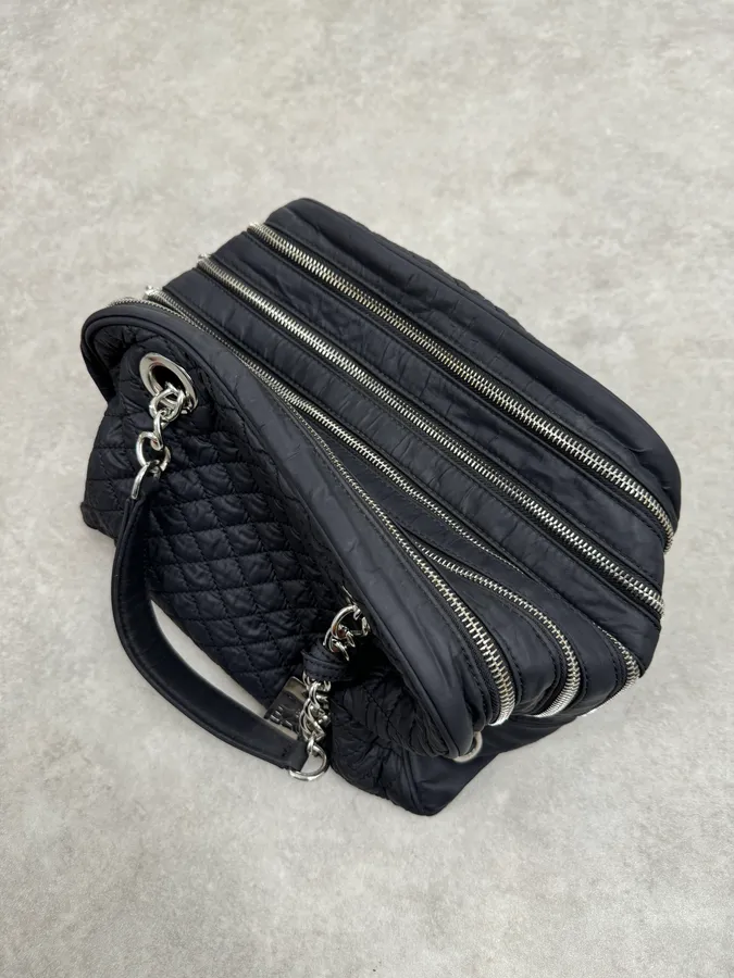 AW2010 Dolce & Gabbana Black Puffer Multi Zips Lily Bag