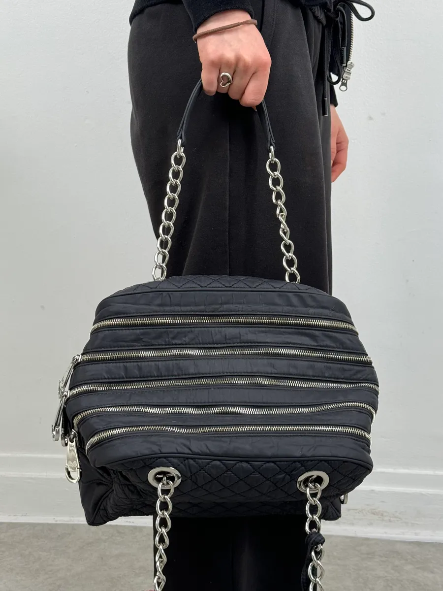 AW2010 Dolce & Gabbana Black Puffer Multi Zips Lily Bag - Image 3
