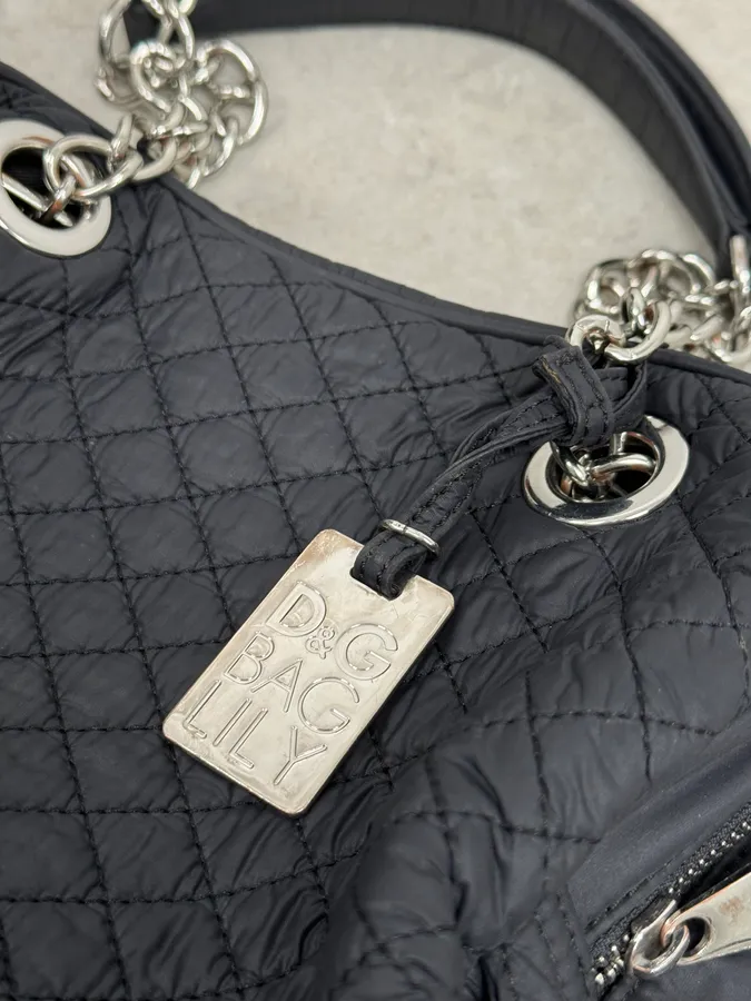 AW2010 Dolce & Gabbana Black Puffer Multi Zips Lily Bag - Image 6