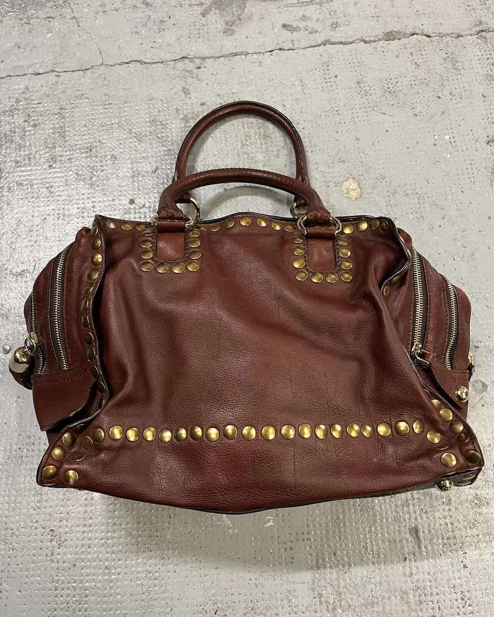 AW2010 Dolce & Gabbana Brown Leather Studded Lily Bag - Image 4