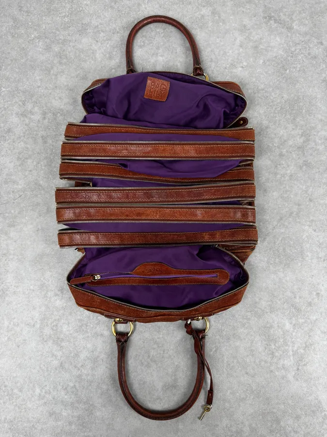 AW2010 Dolce & Gabbana Brown Multi Zip Leather Lily Bag - Image 4
