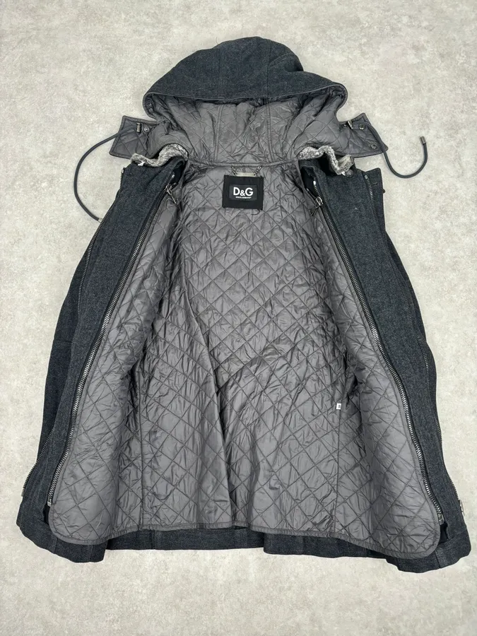 AW2010 Dolce & Gabbana Charcoal Wool Multi-Pocket Coat - Image 9