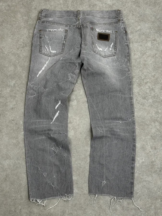 AW2010 Dolce & Gabbana Distressed Grey Denim Jeans - Image 5
