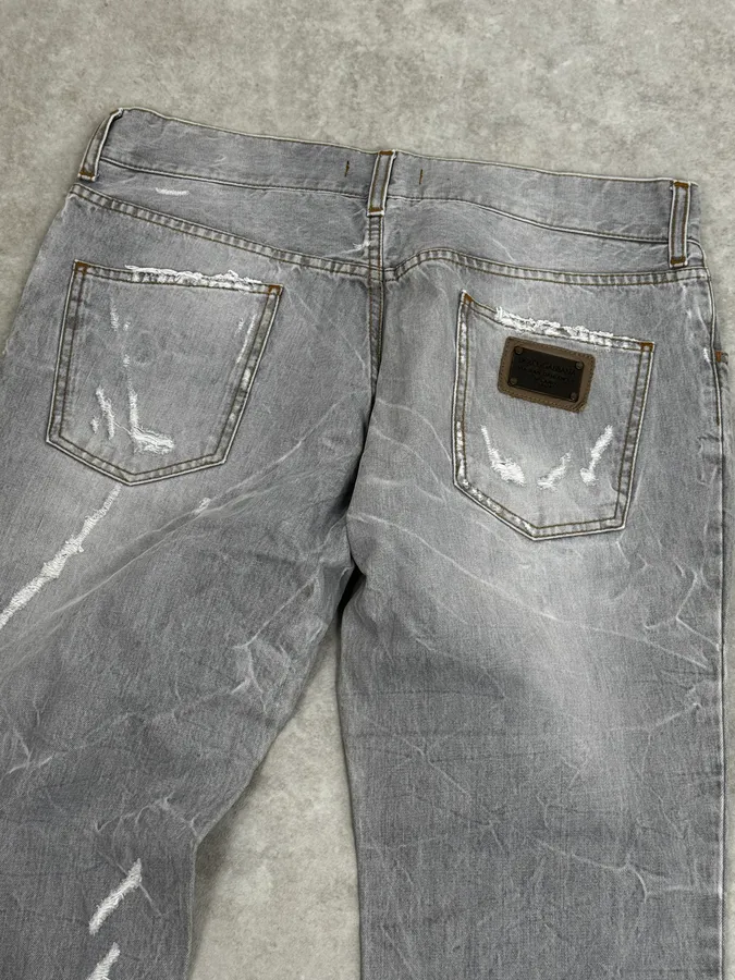 AW2010 Dolce & Gabbana Distressed Grey Denim Jeans - Image 7