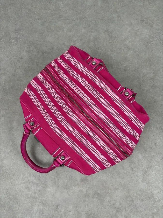AW2010 Dolce & Gabbana Fuchsia Pink Canvas Trompe Loeil Zip Bag - Image 13