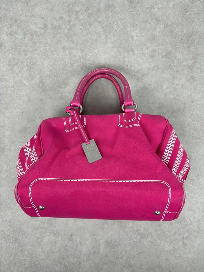 AW2010 Dolce & Gabbana Fuchsia Pink Canvas Trompe Loeil Zip Bag - Image 5