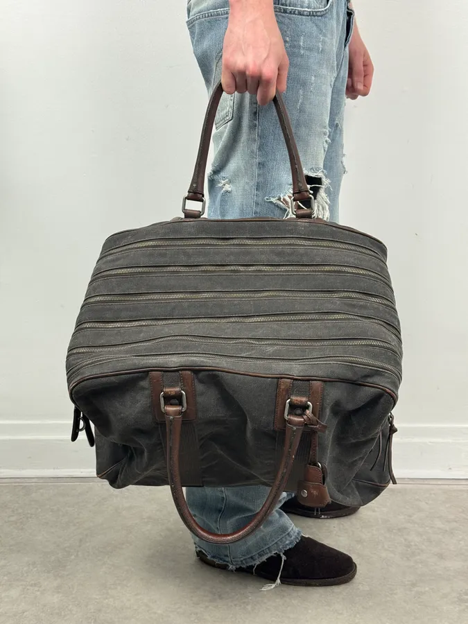 AW2010 Dolce & Gabbana Grey Canvas & Leather Lily Zip Bag