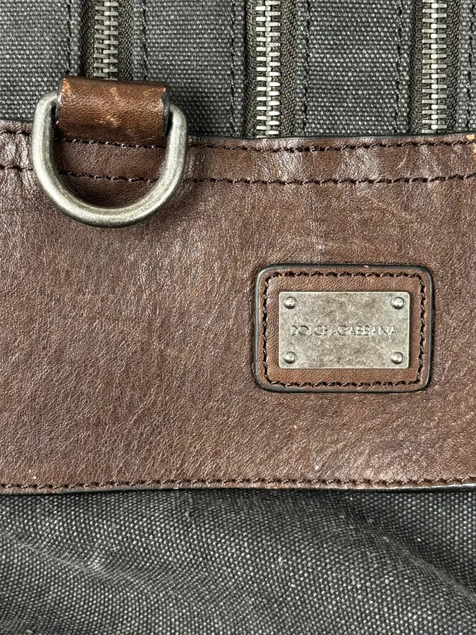 AW2010 Dolce & Gabbana Grey Canvas & Leather Lily Zip Bag - Image 10