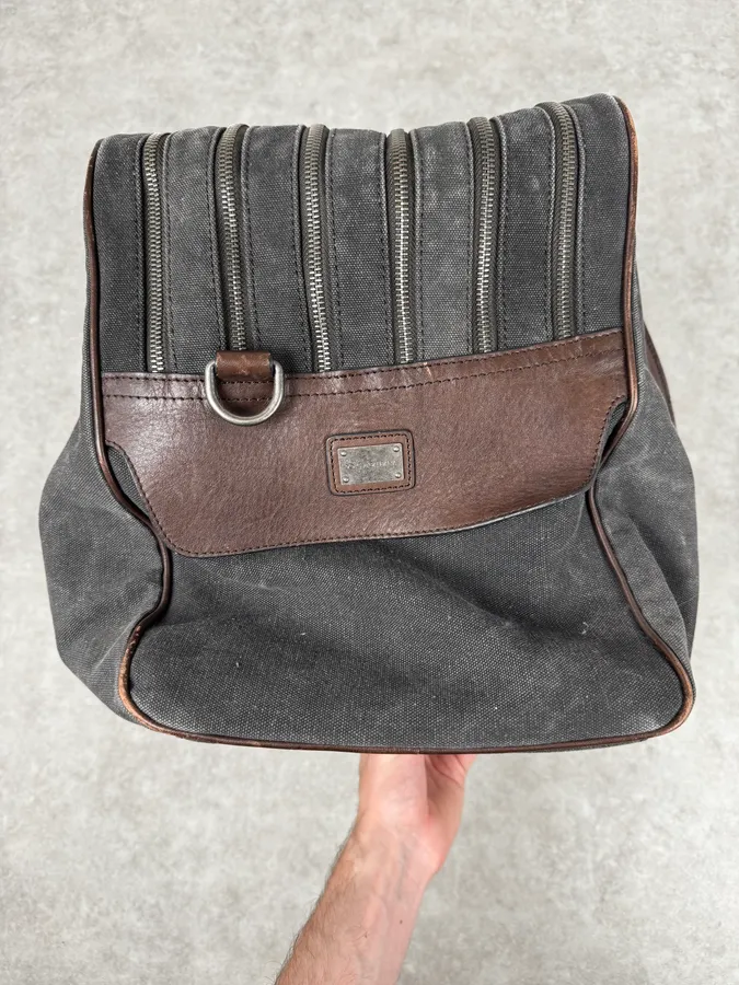 AW2010 Dolce & Gabbana Grey Canvas & Leather Lily Zip Bag - Image 6