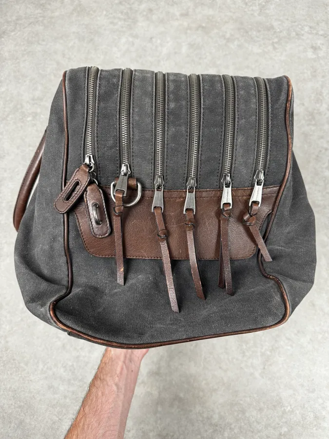 AW2010 Dolce & Gabbana Grey Canvas & Leather Lily Zip Bag - Image 7