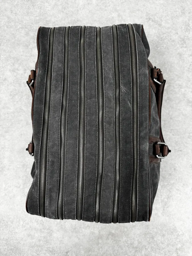AW2010 Dolce & Gabbana Grey Canvas & Leather Lily Zip Bag - Image 8