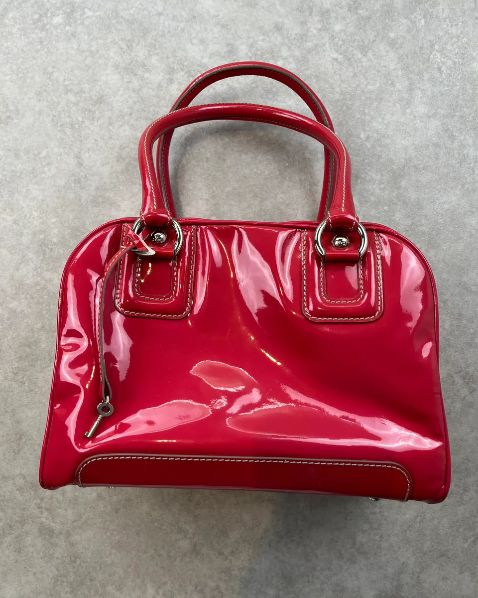 AW2010 Dolce & Gabbana Pink Red Vinyl Multi-Pocket Lily Bag - Image 6