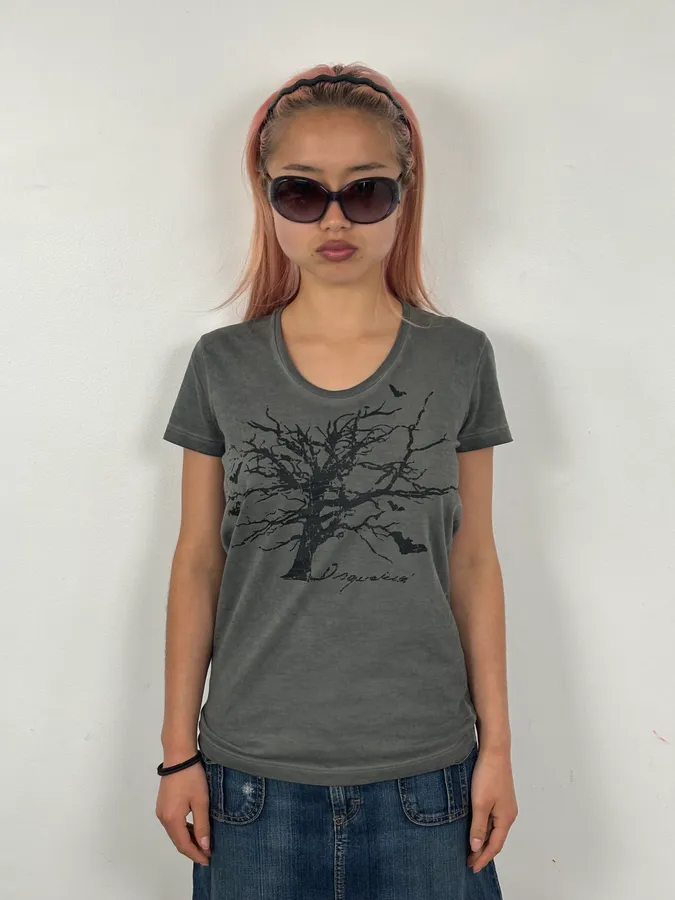 AW2010 Dsquared2 Grey Nature Morte Tree T-Shirt - Image 2