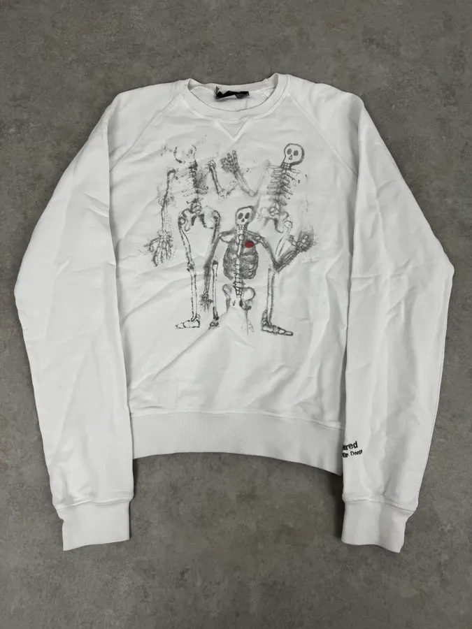 AW2010 Dsquared2 White Skeleton Abstract Crewneck Sweater