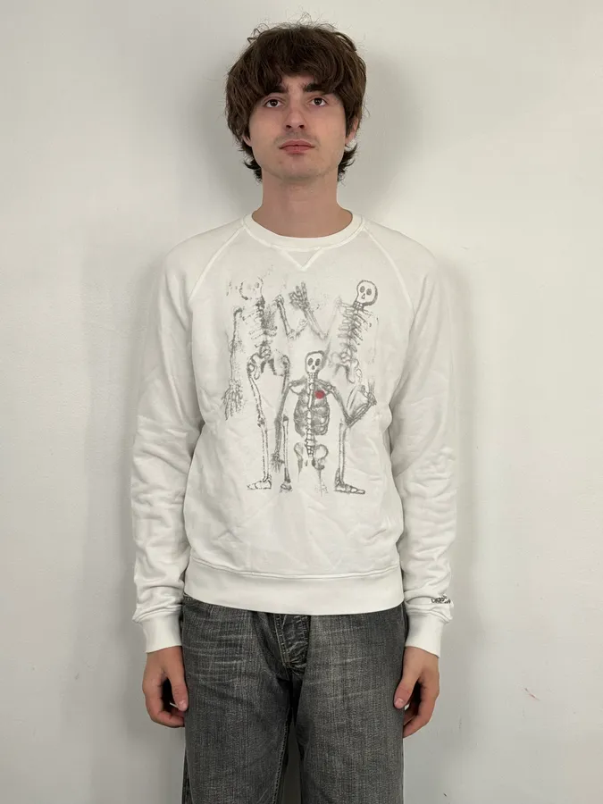 AW2010 Dsquared2 White Skeleton Abstract Crewneck Sweater - Image 2