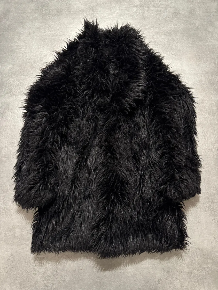 AW2010 Emporio Armani Black Faux-Fur Long Jacket