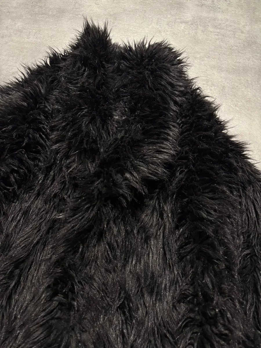AW2010 Emporio Armani Black Faux-Fur Long Jacket - Image 4