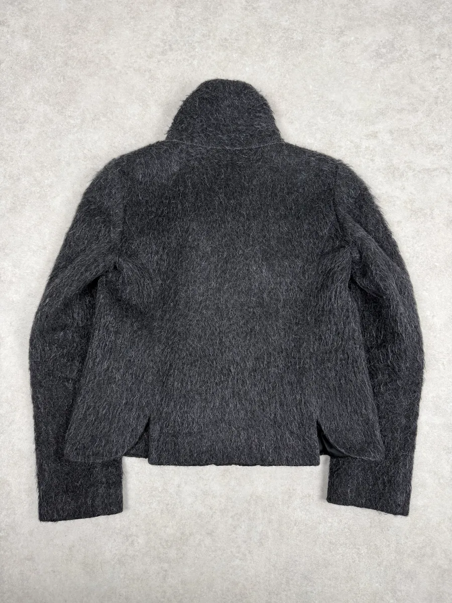 AW2010 Emporio Armani Grey Asymmetrical Elegant Collar Jacket - Image 4