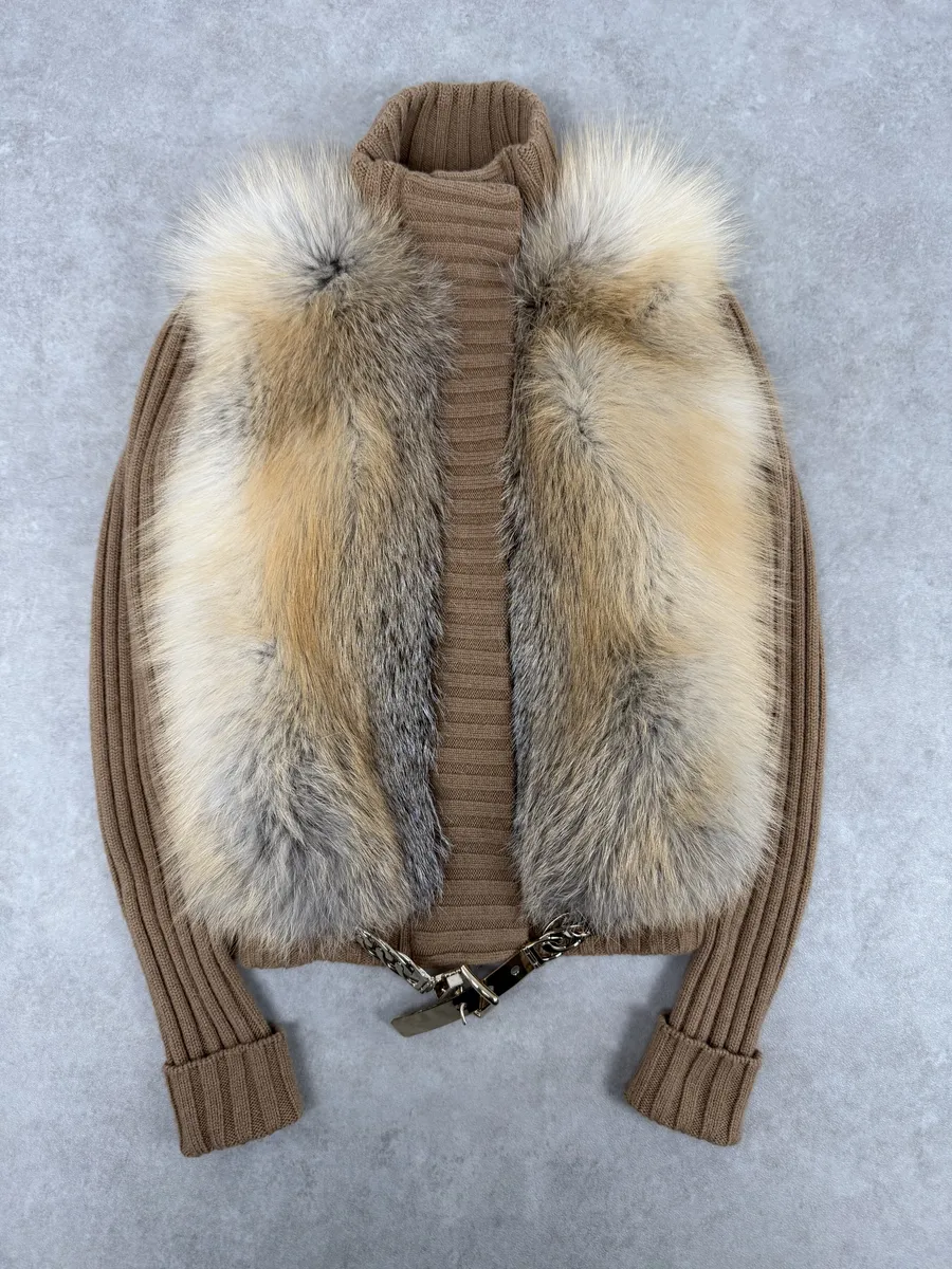 AW2010 Gucci Beige Camel Fox Fur Wool Jacket by Frida Giannini - Image 6